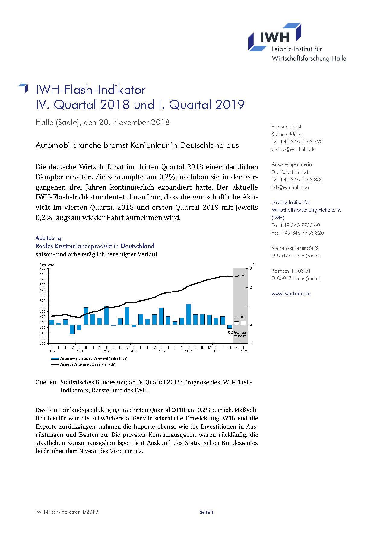 IWH-Flash-Indikator IV. Quartal 2018 Und I. Quartal 2019 – IWH ...